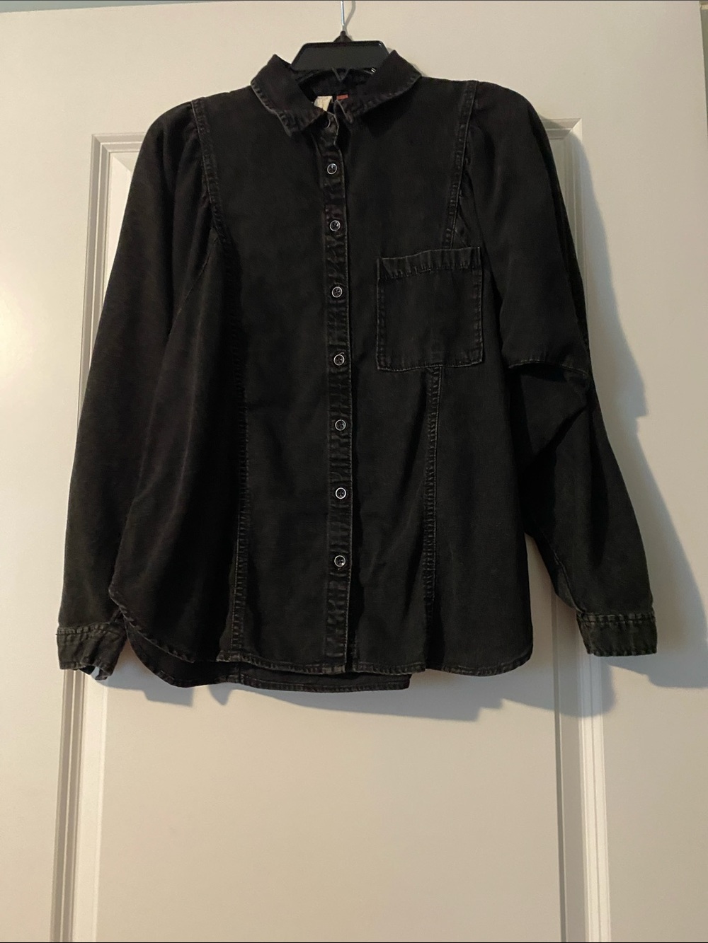 Pilcro Black Button-Front Women's Denim Shirt